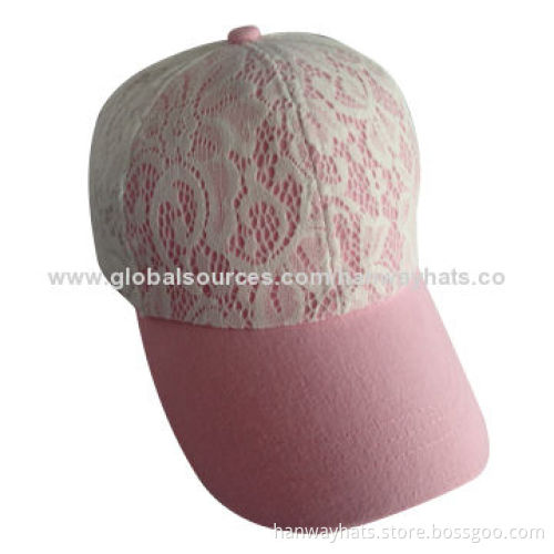 Lace crown pink cotton twill brim capNew